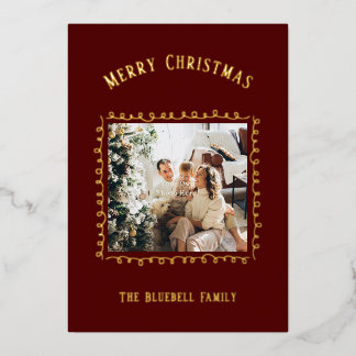 Card With Foil- Personalised Photo Merry Christmas Folie Uitnodiging