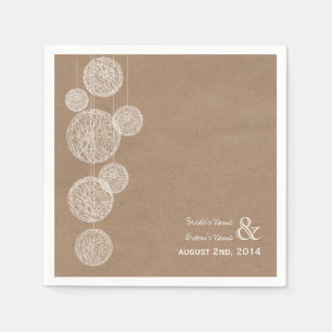 Cardboard geïnspireerde Twine Wereldbollen bruilof Servetten