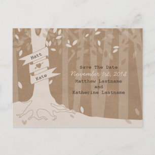 Cardboard Kijk Woodland Wedding Save the Date Aankondigingskaart