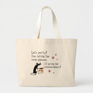 Cardboardeaux voor Box Wine Funny Quote Cat Grote Tote Bag