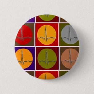 Cardiac QRS Pop Art Ronde Button 5,7 Cm