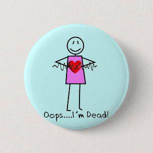Cardiale zurgen Gifts Stick Person Design V-Fib Ronde Button 5,7 Cm