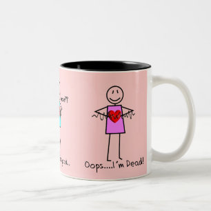 Cardiale zurgen Gifts Stick Person Design V-Fib Tweekleurige Koffiemok