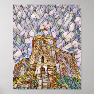 Cardiff Castle Colorful Abstracte digitale kunst Poster