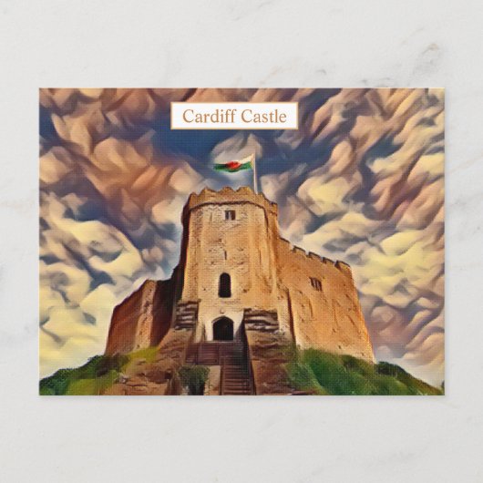 Cardiff Castle Colorful Digital Art Briefkaart (Voorkant)