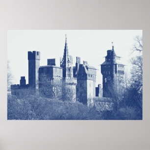 Cardiff Castle (digitaal cyanotype) Poster