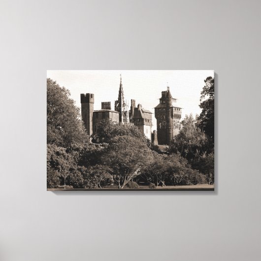 Cardiff Castle II - Sepia Canvas Afdruk (Voorkant)