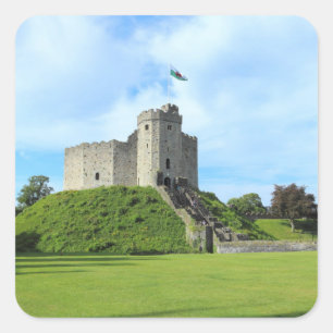 Cardiff Castle Keep II Vierkante Sticker