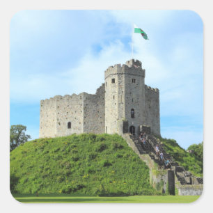 Cardiff Castle Keep Vierkante Sticker