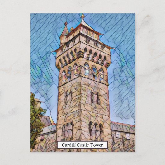 Cardiff Castle Tower Abstracte digitale kunst Briefkaart (Voorkant)
