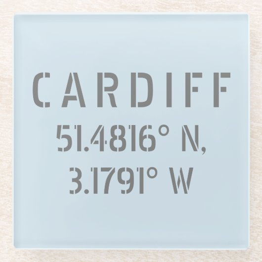 Cardiff Wales Latitude & Longitude Glazen Onderzetter (Voorkant)