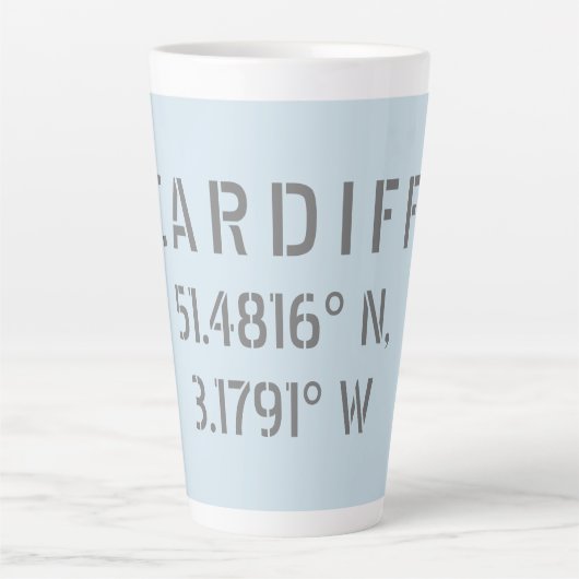 Cardiff Wales Latitude & Longitude Latte Mok (Voorkant)