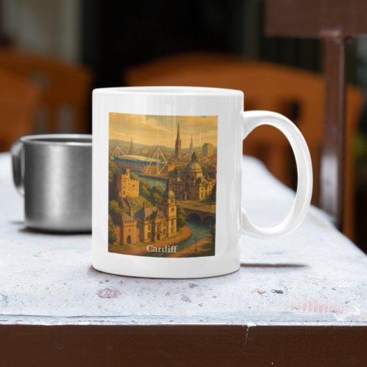  Cardiff Wales UK Retro Art Koffiemok