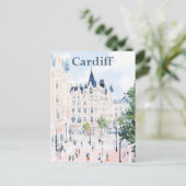Cardiff Wales Waterverf Schilderij Reizen Briefkaart (Staand voorkant)