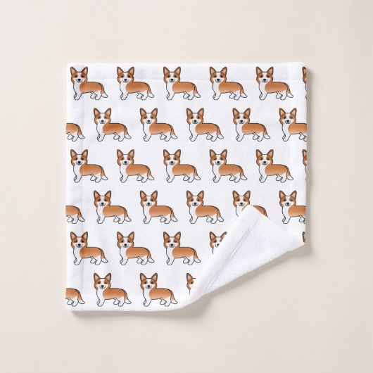 Cardigan Rouge Et Blanc Gallois Corgi Motif (Gant de toilette)