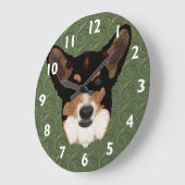 Cardigan Welsh Corgi Clock Grote Klok (Hoek)