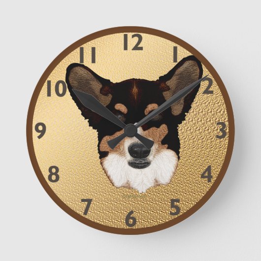 Cardigan Welsh Corgi Clock Ronde Klok (Voorkant)
