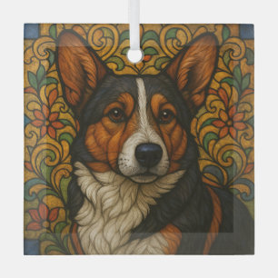 Cardigan Welsh Corgi "Glas in lood" Glas Ornament