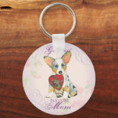 Cardigan Welsh Corgi Heart mama Sleutelhanger (Voorkant)