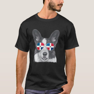 Cardigan Welsh Corgi Hond Dominicaanse Vlag Zonneb T-shirt