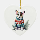 Cardigan Welsh Corgi in Kerstmuts Fun Keramisch Ornament (Voorkant)