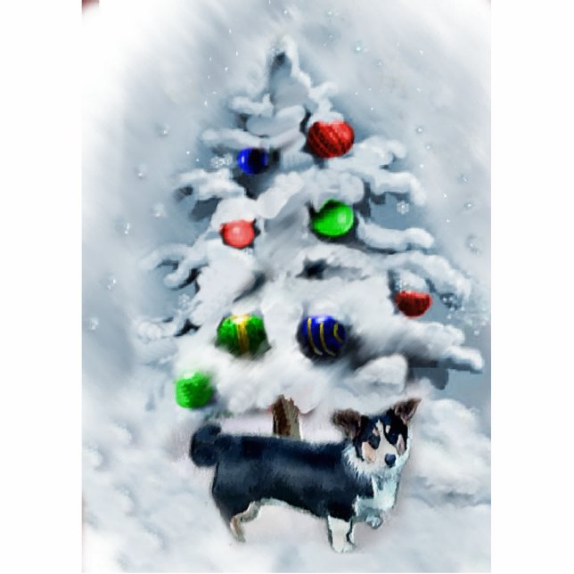 Cardigan Welsh Corgi Kerstmis Fotobeeldje Ornament (Voorkant)