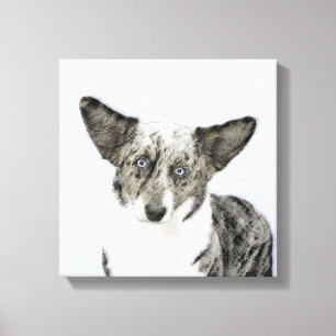 Cardigan Welsh Corgi Painting - Original Dog Art Canvas Afdruk