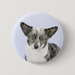 Cardigan Welsh Corgi Painting - Original Dog Art Ronde Button 5,7 Cm
