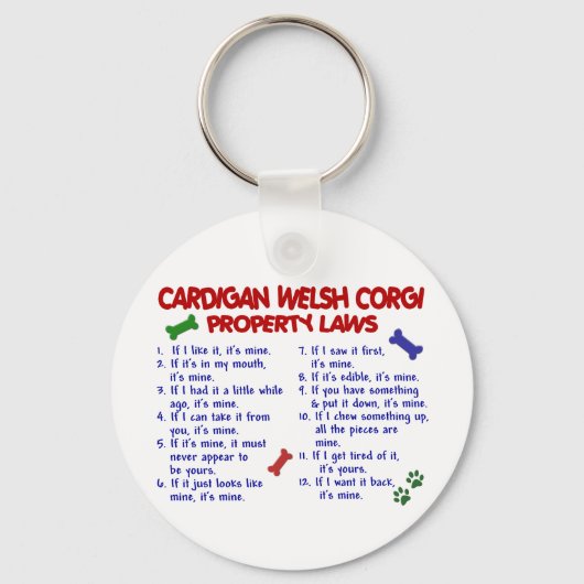 CARDIGAN WELSH CORGI Property Laws 2 Sleutelhanger (Voorkant)