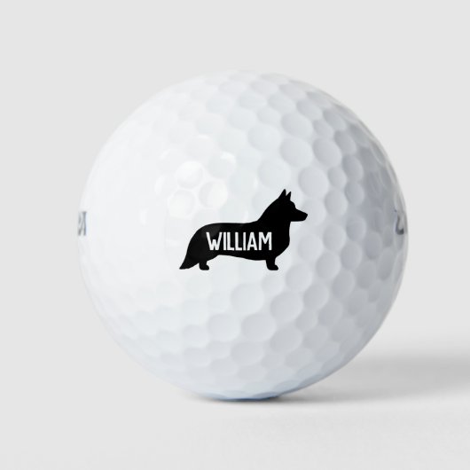 Cardigan Welsh Corgi Silhouette Golfballen (Voorkant)