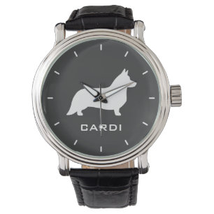Cardigan Welsh Corgi Silhouette met aangepaste tek Horloge