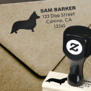 Cardigan Welsh Corgi Silhouette Return Address Rubberstempel
