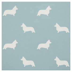 Cardigan Welsh Corgi Silhouetten Patroon Blauw Stof