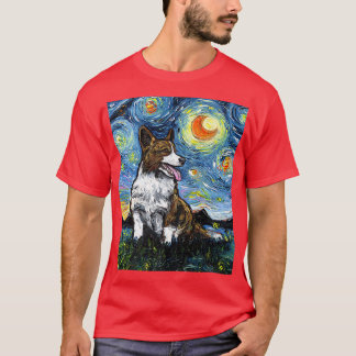 Cardigan Welsh Corgi Sterrennacht Dog Art van Aja9 T-shirt