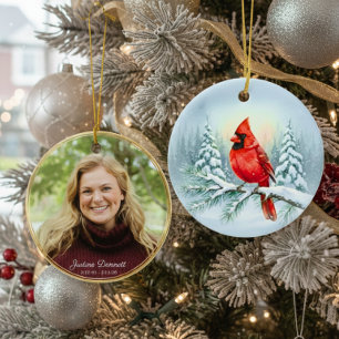 Cardinaal Foto Herdenking Aangepaste Kerstmis in d Keramisch Ornament