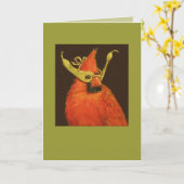cardinal avec carte de masque de graine d'érable (Fleur jaune)