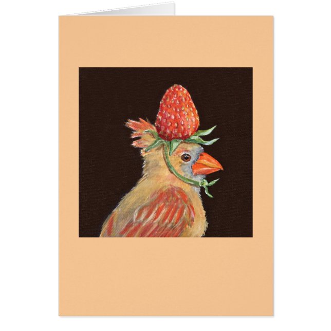 cardinal avec la carte de casquette de fraise (Devant)