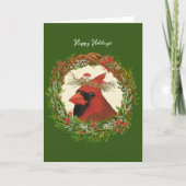 Cardinal avec la carte de vacances toadstool (Devant)