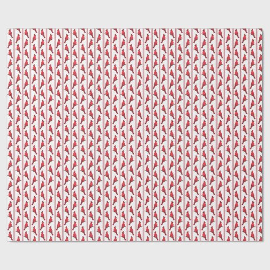 Cardinal Bird Stripes Wrapping Paper Cadeaupapier (Vlak)
