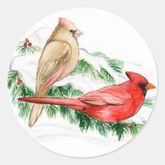 Cardinal Birds Art Sticker (Devant)