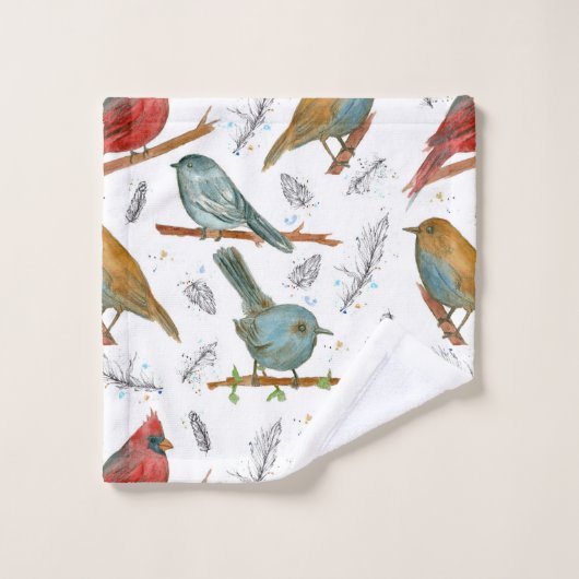 Cardinal Bluebird Chickadee Birds Blue (Gant de toilette)