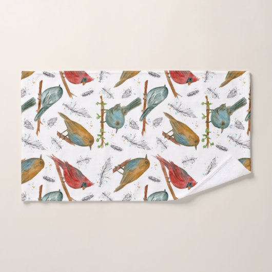 Cardinal Bluebird Chickadee Birds Blue (Serviette à main)