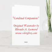 Cardinal Compagnons Carte de Noël (Dos)