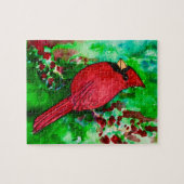 Cardinal dans Puzzle de peinture aquarelle foresti (Horizontal)