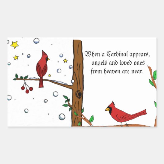Cardinal de l'ange paradisiaque Stickers Rectangle (Devant)