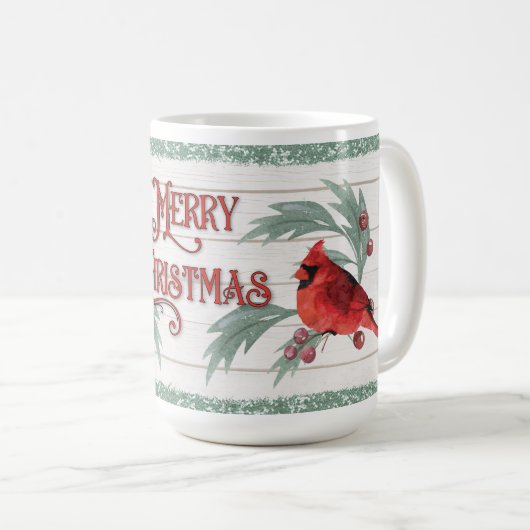 Cardinal de Noël 15 oz Mug classique (Devant droit)