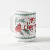 Cardinal de Noël 15 oz Mug classique (Devant gauche)