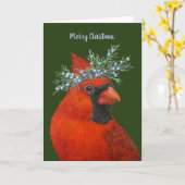 Cardinal de Noël avec carte de cèdre (Fleur jaune)