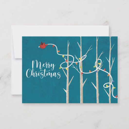 Cardinal de Noël - Carte à note plate - Turquoise (Devant)