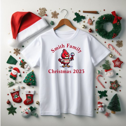 Cardinal de Noël drôle famille T-shirt
